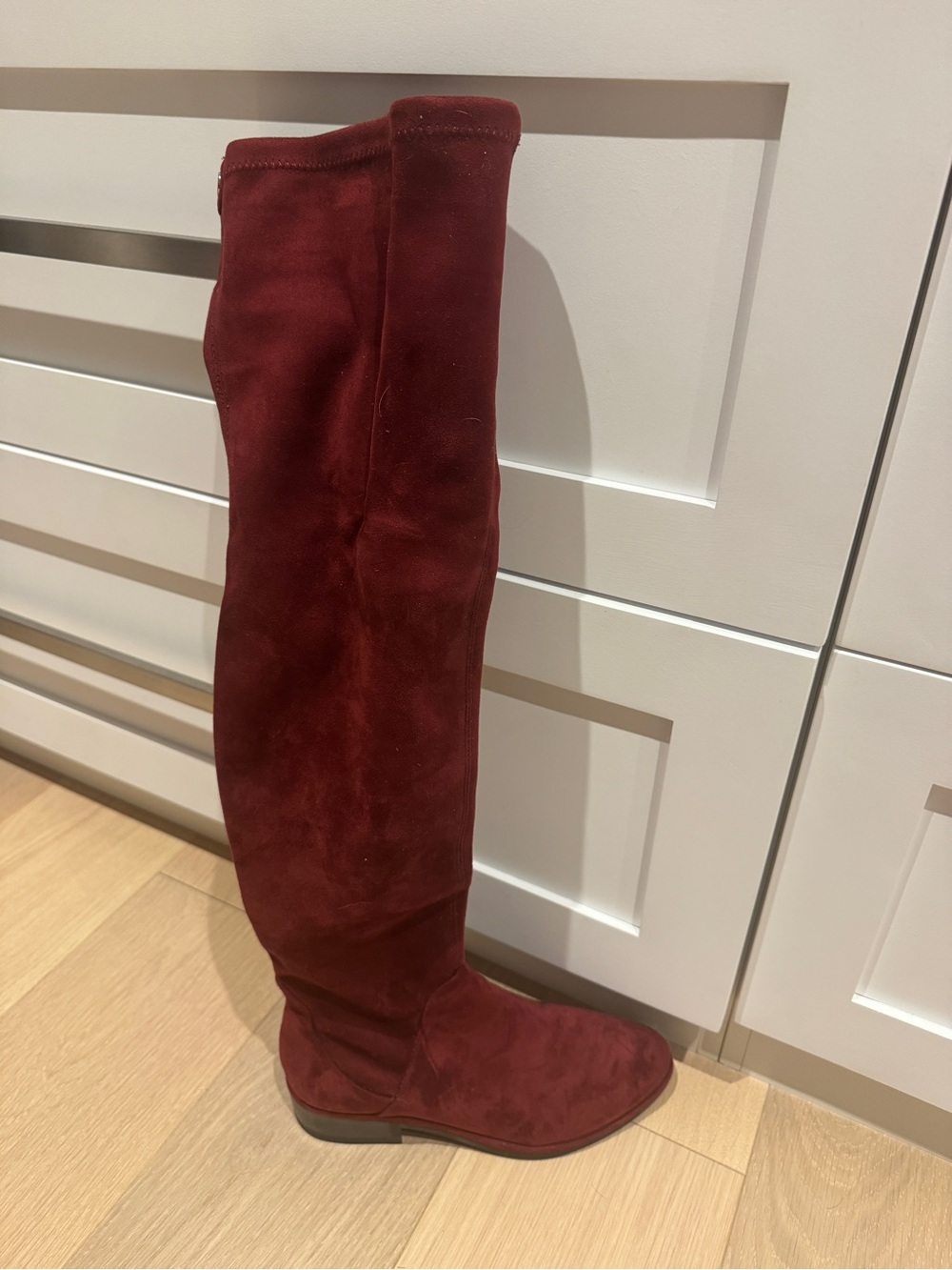 Over-the-Knee Suede Boot in Rich Burgundy never worn